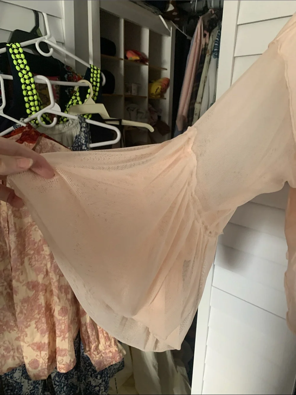 Free People Cropped Bell-Sleeve Top in Blush